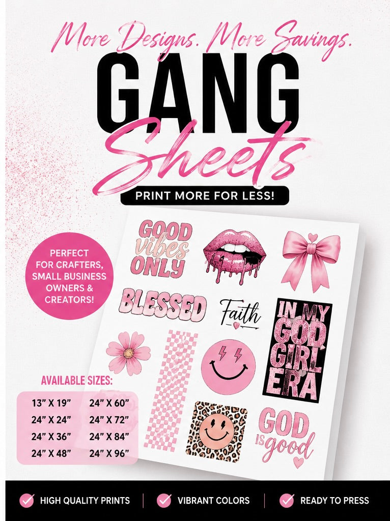SUBLIMATION GANG SHEETS (Upload Your Design, We Print, You Press)