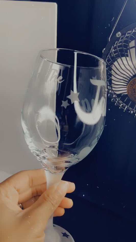 Personalized etched Wine Glass